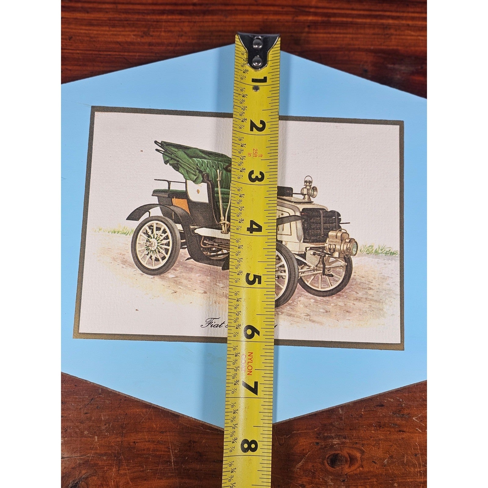 Vintage Style Fiat 8 HP 1901 Automobile Wall Plaque 8x11.5 Handmade