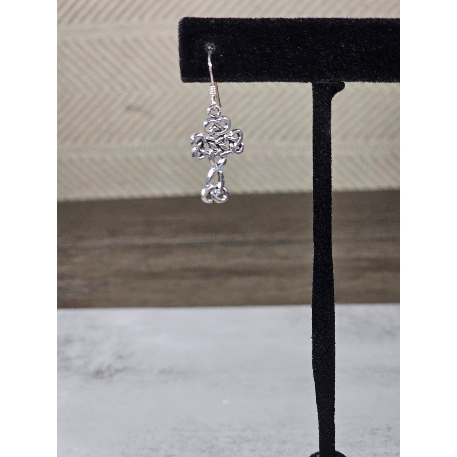 Vintage Sterling Silver Celtic Cross Dangle Earrings