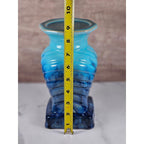 Vintage Drip Glaze Vase Blue Ceramic Sculptural Art Pottery