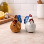 Vintage Rooster Salt Pepper Shakers Ceramic Farmhouse Set