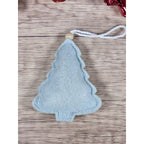 Felt Christmas Tree Ornaments Gray White Sparkle Set of 3