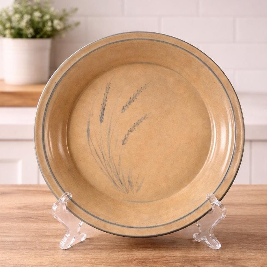 Handcrafted Sea Oats Ceramic Serving Bowl Blue Wheat 11.5"