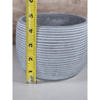Minimalist Cement Planter with Ribbed Texture Modern Gray Pot