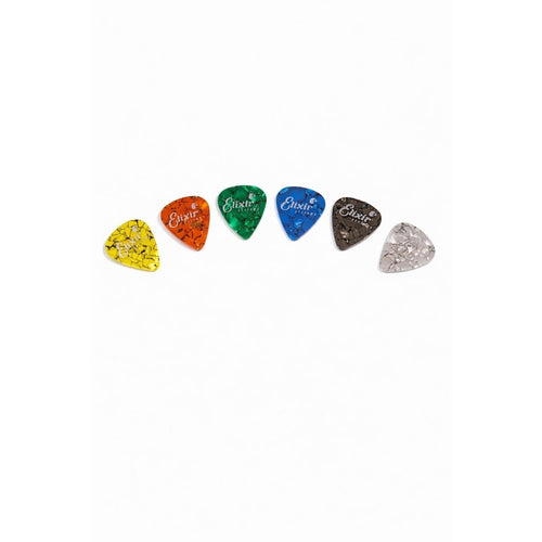 Elixir Guitar Pick Set 6 Celluloid Picks Mixed Gauges Marbled Colors