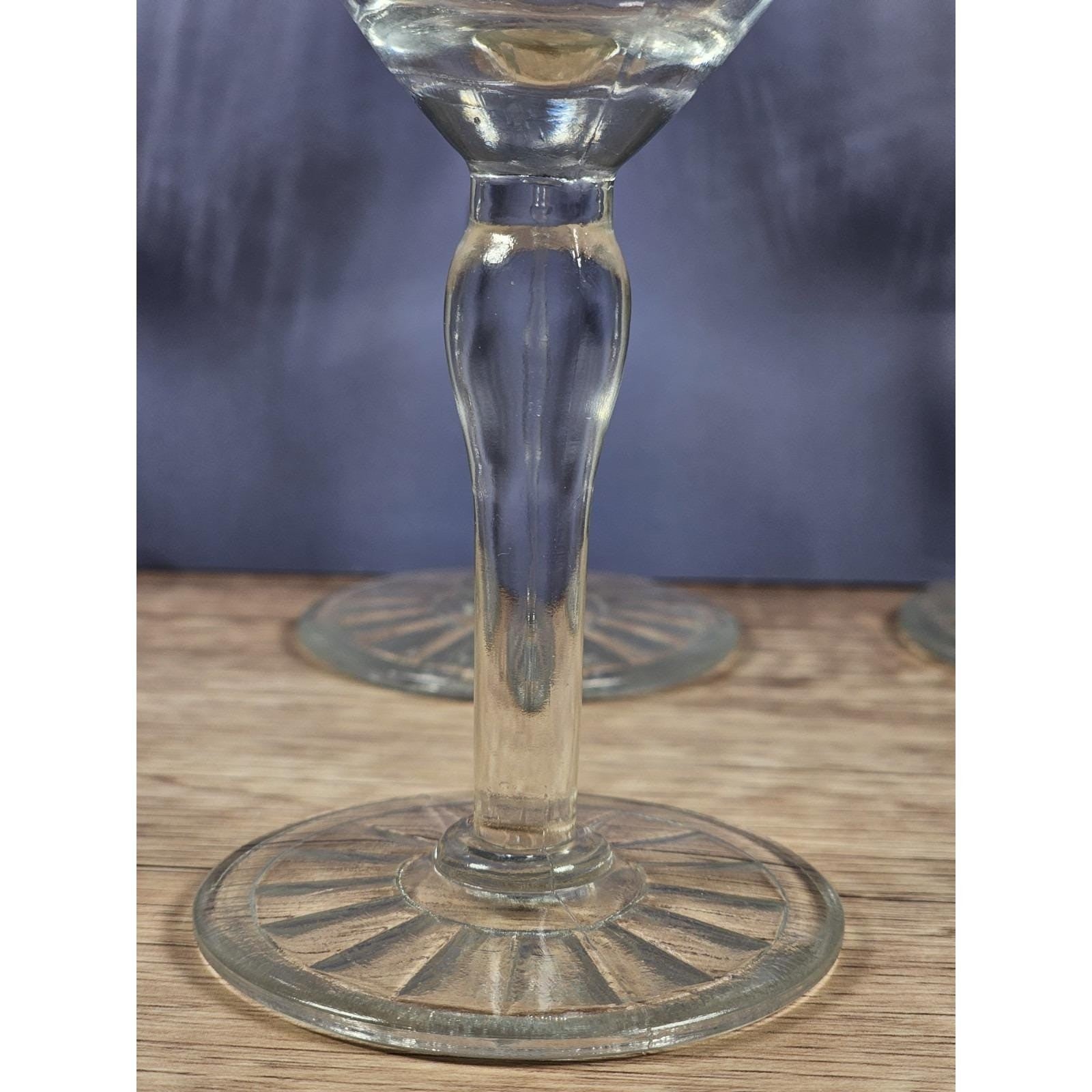 Set of 4 Vintage Crystal Water Goblets – Optic Pattern & Starburst Base