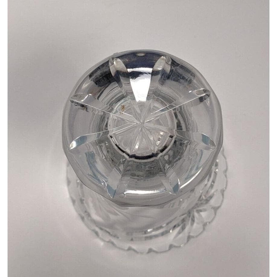 Vintage Cut Crystal Trumpet Vase Starburst Pedestal Vase 7.5 Inch