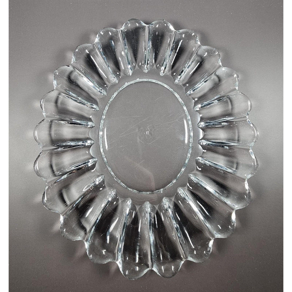 Vintage Clear Pressed Glass Oval Serving Platter Fluted Glass Dish
