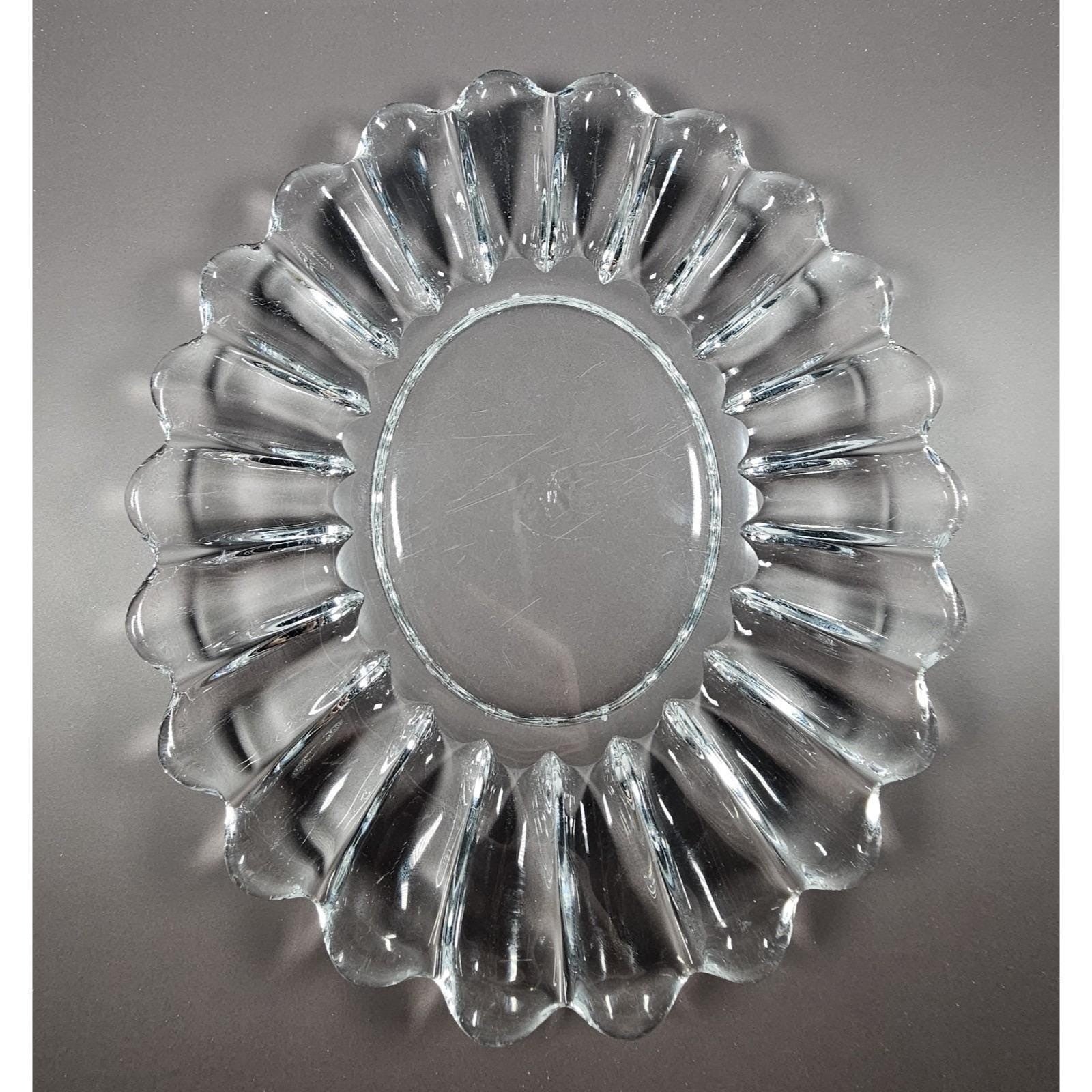 Vintage Clear Pressed Glass Oval Serving Platter Fluted Glass Dish
