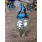 Vintage Glass Santa Ornament Blue Hat 1970s Handblown 7 Inch