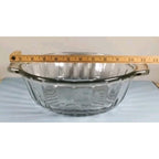Vintage Clear Glass Handled Bowl Ribbed Glass Serving Bowl