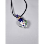 Vintage Glass Heart Bottle Pendant Necklace with Floral Design