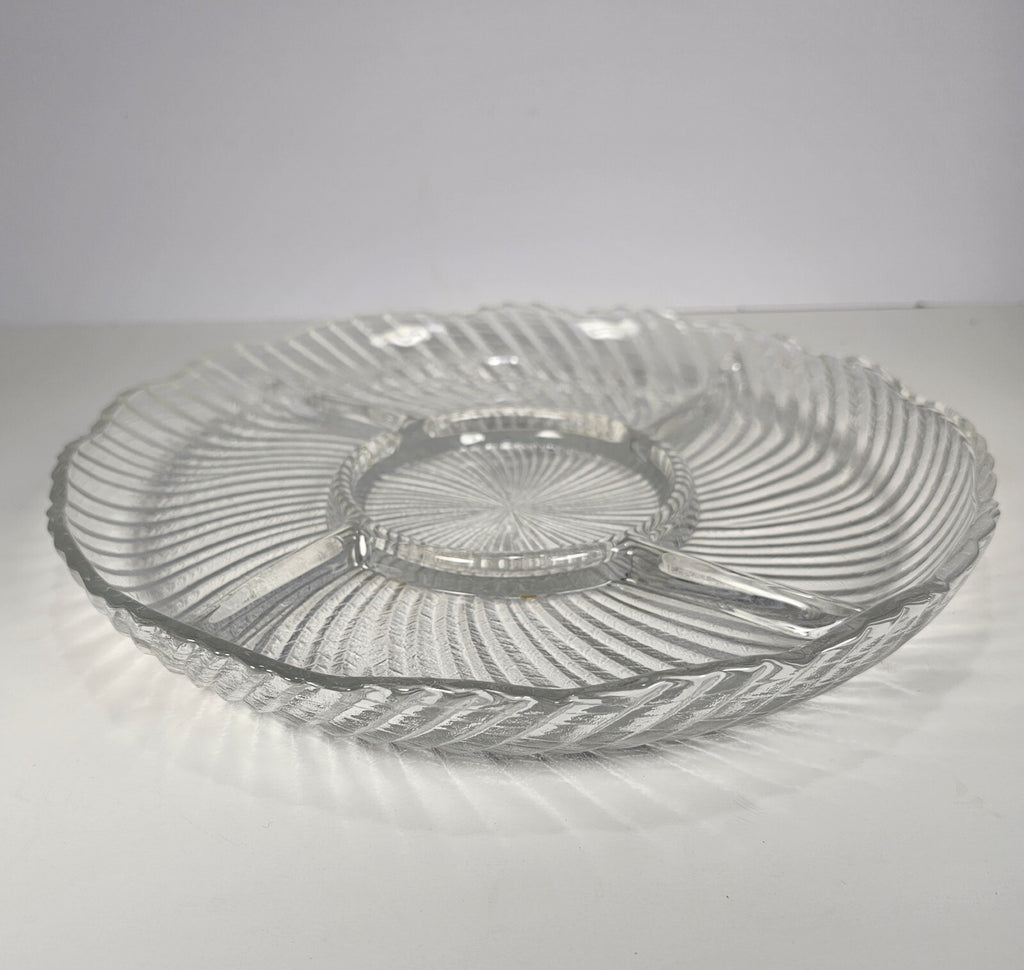 Crystal Clear Studios 11 1/4" Ashford Platter – Swirl Pattern Clear Glass