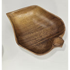 Monkey Pod Wood Leaf Bowls Set of 2 Handcrafted Handles