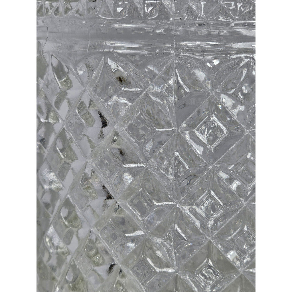 Vintage Heavy Clear Crystal Glass Diamond Pattern Water Pitcher – With Chip