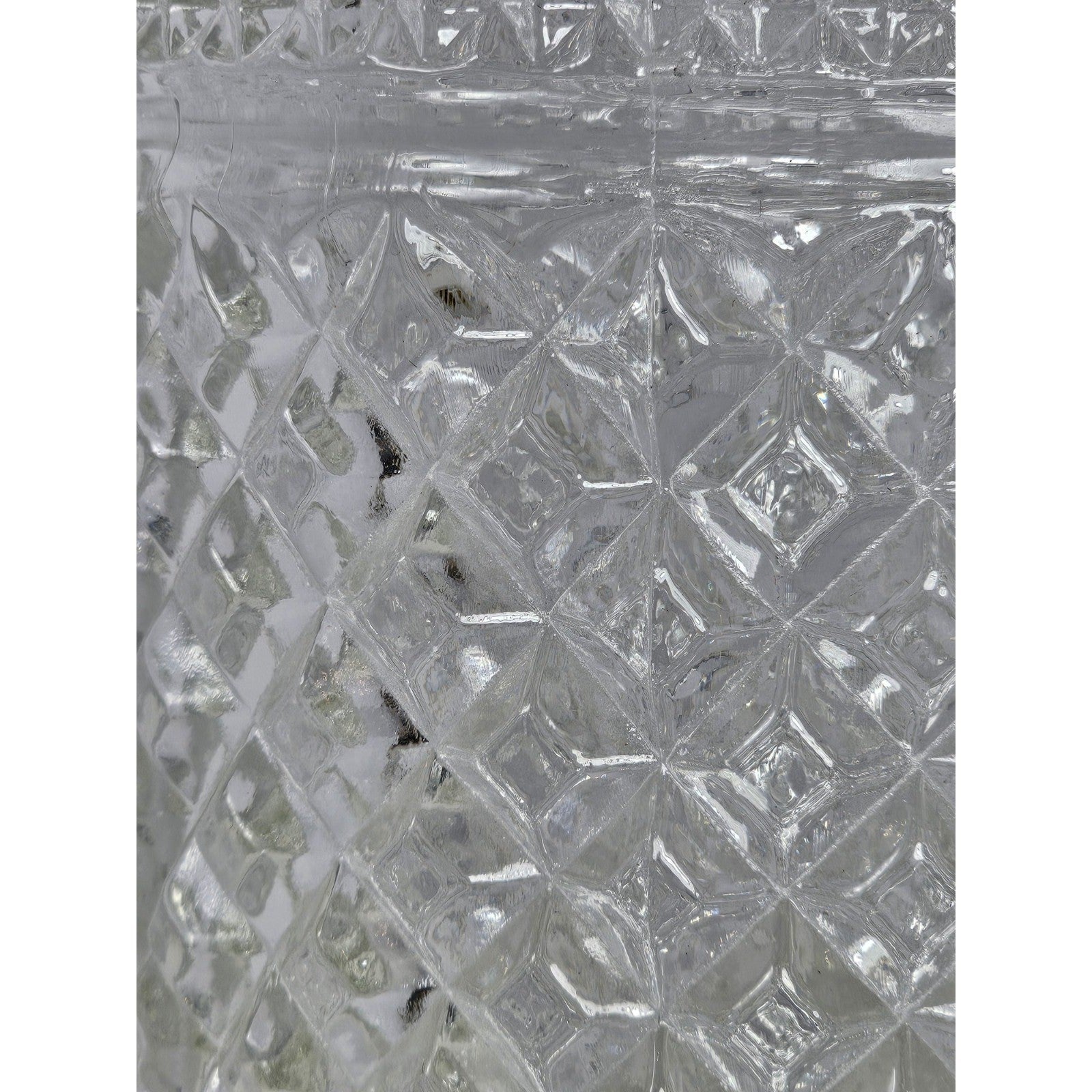 Vintage Heavy Clear Crystal Glass Diamond Pattern Water Pitcher – With Chip