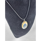 Vintage Amber Halo Madonna Pendant Necklace Religious Charm