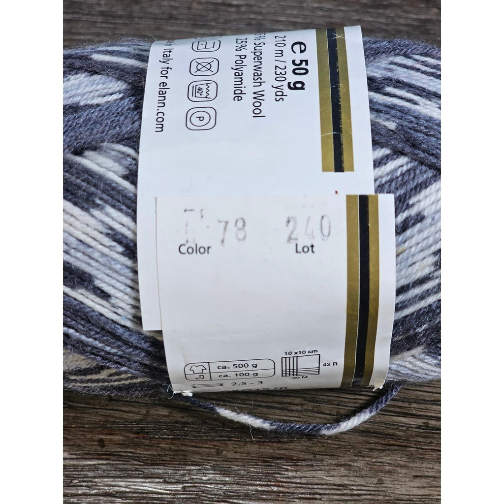 Elann Sock-It Harlequin Sock Yarn 50g Wool Nylon Italy 230 Yards