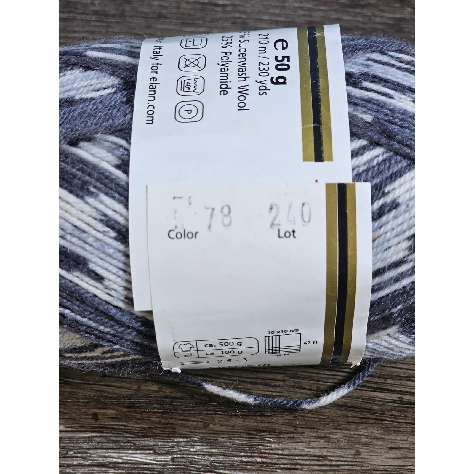 Elann Sock-It Harlequin Sock Yarn 50g Wool Nylon Italy 230 Yards