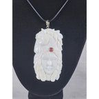 Vintage Hand Carved Natural Material Horse Female Portrait Pendant