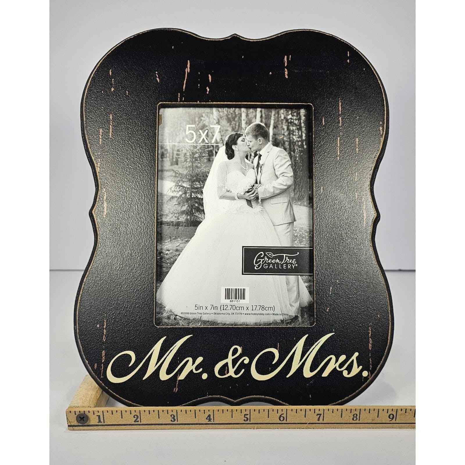 Mr and Mrs Picture Frame Black Distressed Wood 5x7 Farmhouse