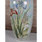 Vintage Japanese Iris Vase Hand Painted Floral Gold Trim