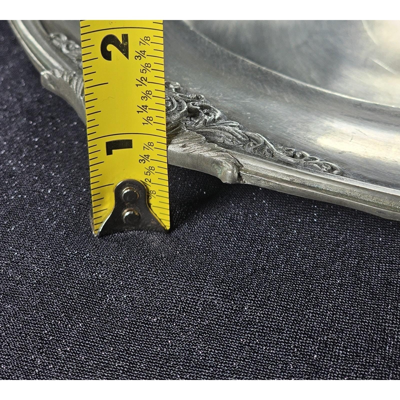 Vintage Pewter Plate 12" Ornate Rim Decorative European Collectible