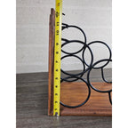 Vintage Wood & Metal Wine Bottle Holder | 3-Bottle Countertop Wine Rack