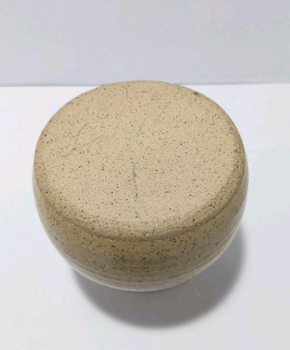 Vintage Art Pottery Vase Brown Blue Marked 4"x4"