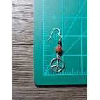 Vintage Peace Sign Dangle Earrings Sterling Silver Beaded Drop