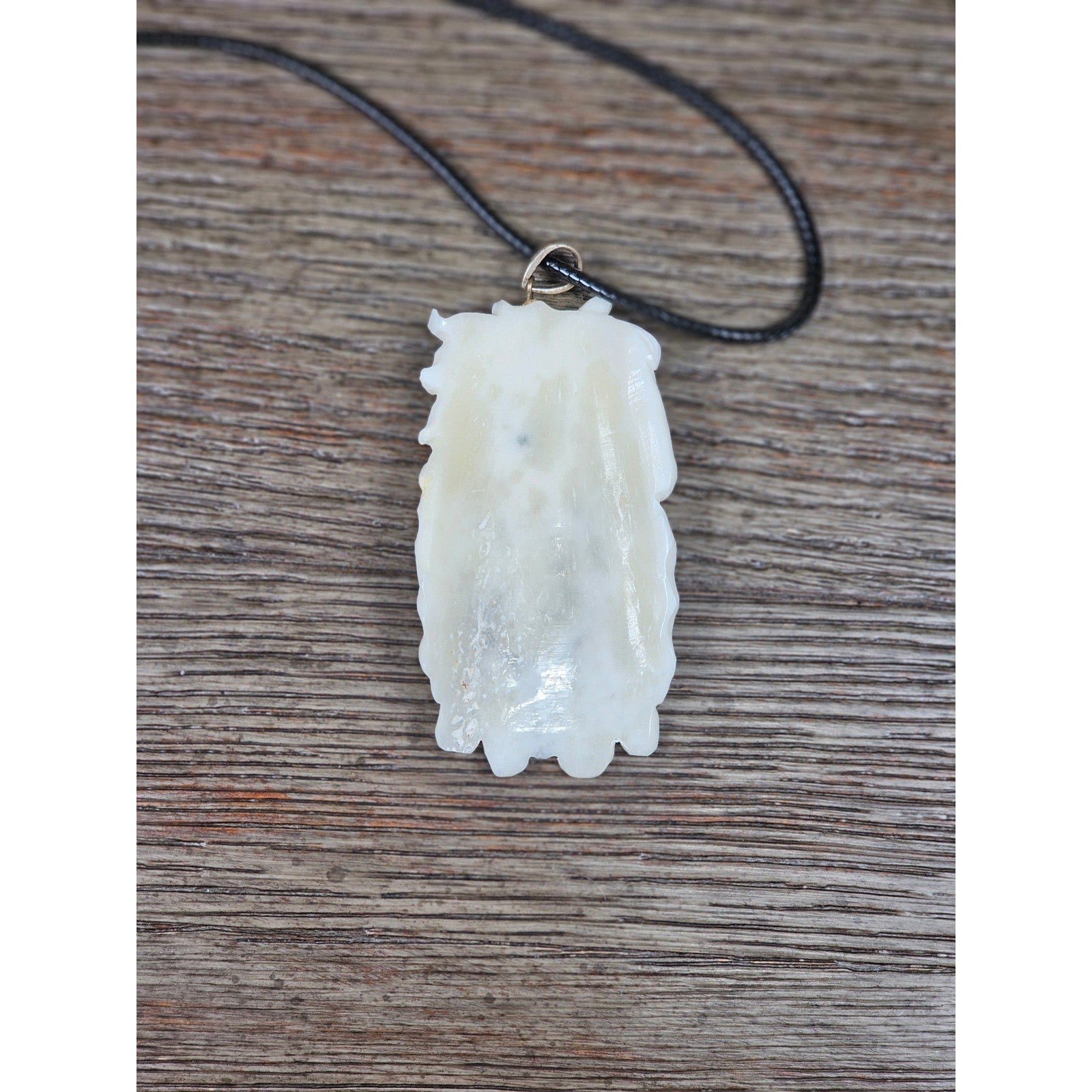 Vintage Buffalo Bone Carved Pendant Necklace Native Style 2.5 Inch