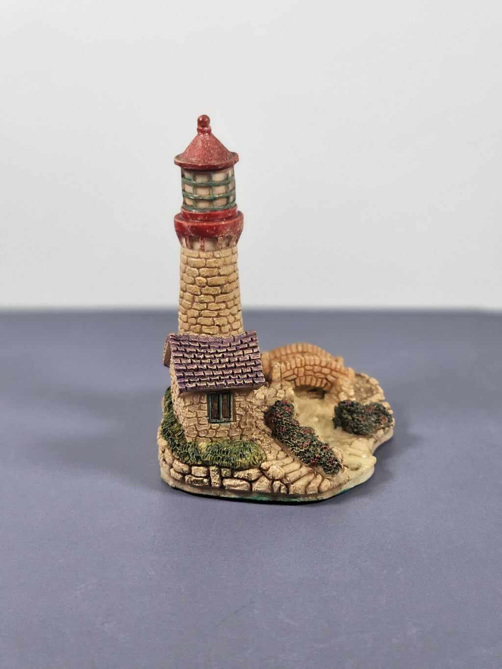 Vintage Ks Collection Lighthouse Figurine Stone House & Bridge