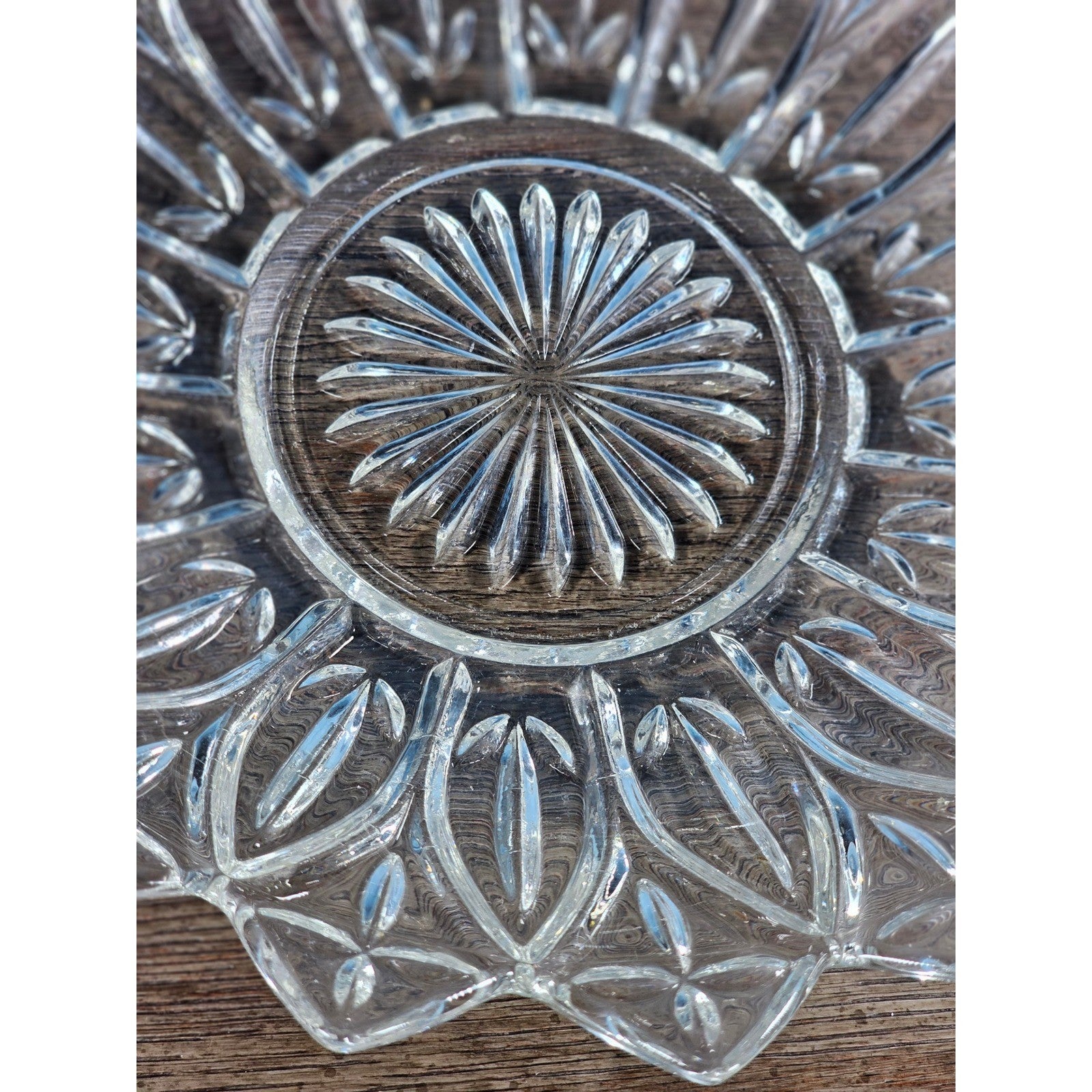 Vintage Pressed Glass Bowl Scalloped Edge 10 Inch Clear Glass Serving Dish