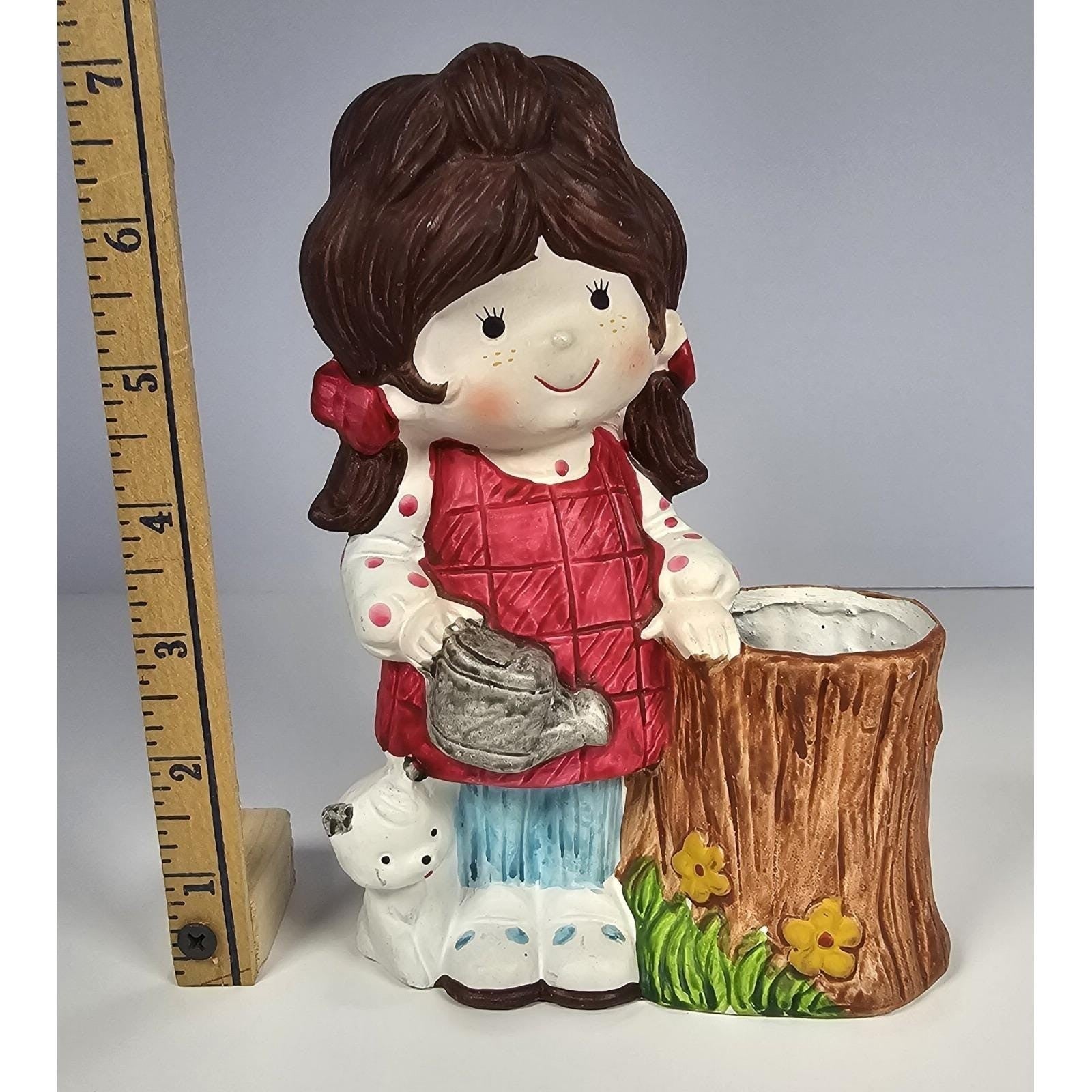 Gentle Treasures Girl Cat Figurine Ceramic Vintage 7x5