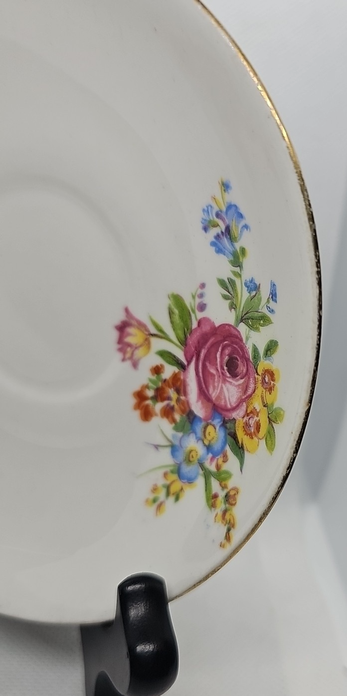 Vintage Clare Bone China Saucer 5.5” Floral Gold Trim English Fine China Plate