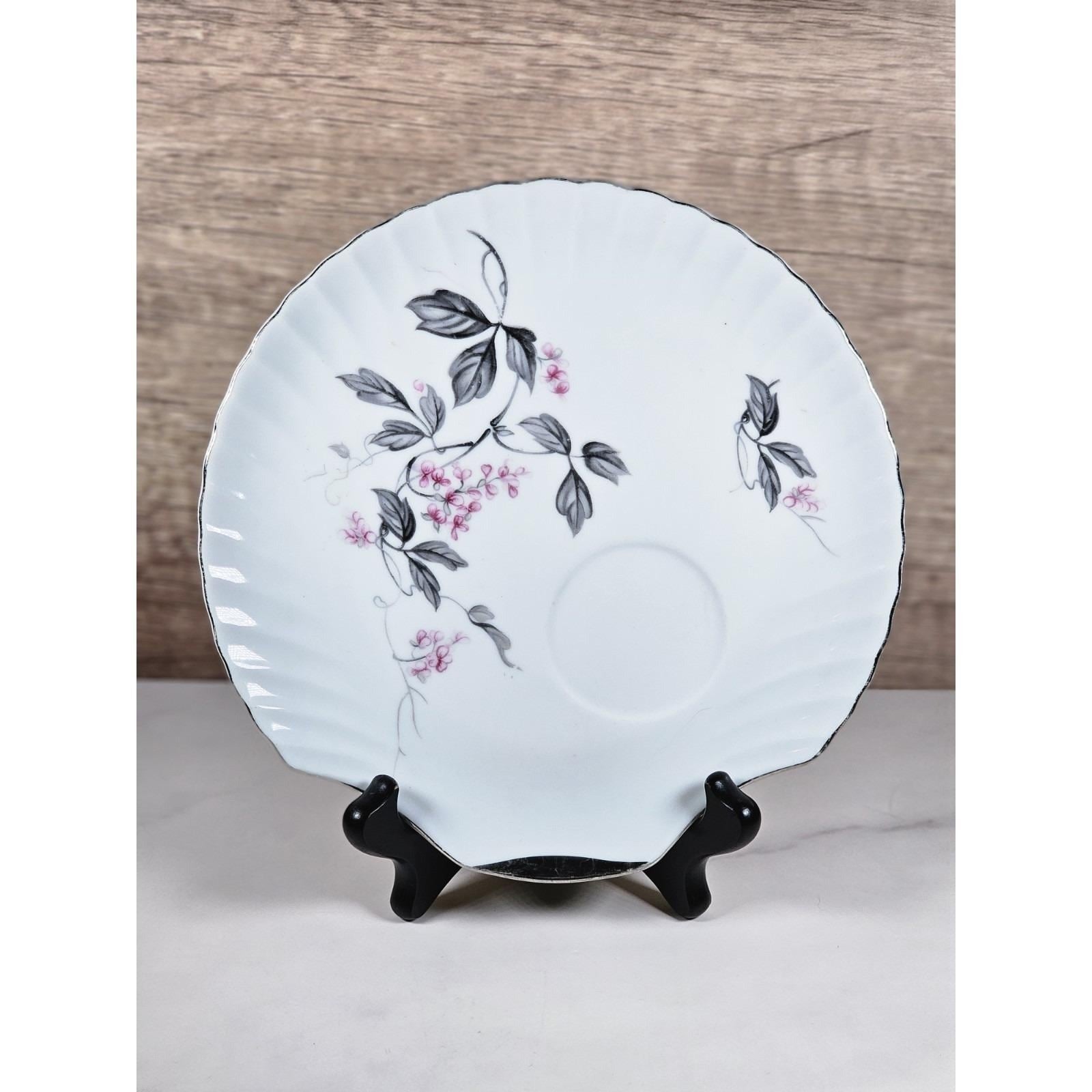 Vintage Porcelain Snack Plate Hand Painted Cherry Blossom Floral 8 Inch
