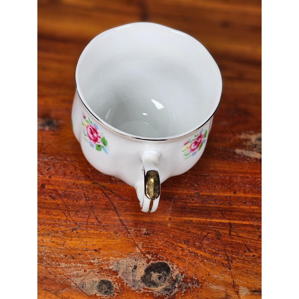 Vintage FTD Japan Porcelain Tea Cup Pink Rose Floral Gold Rim