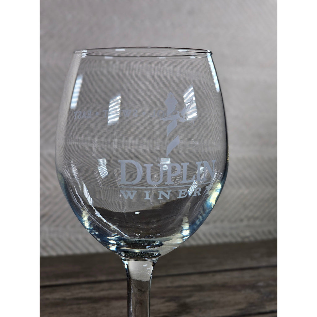 Duplin Winery Wine Glass 7" Tall Etched Stemmed Goblet