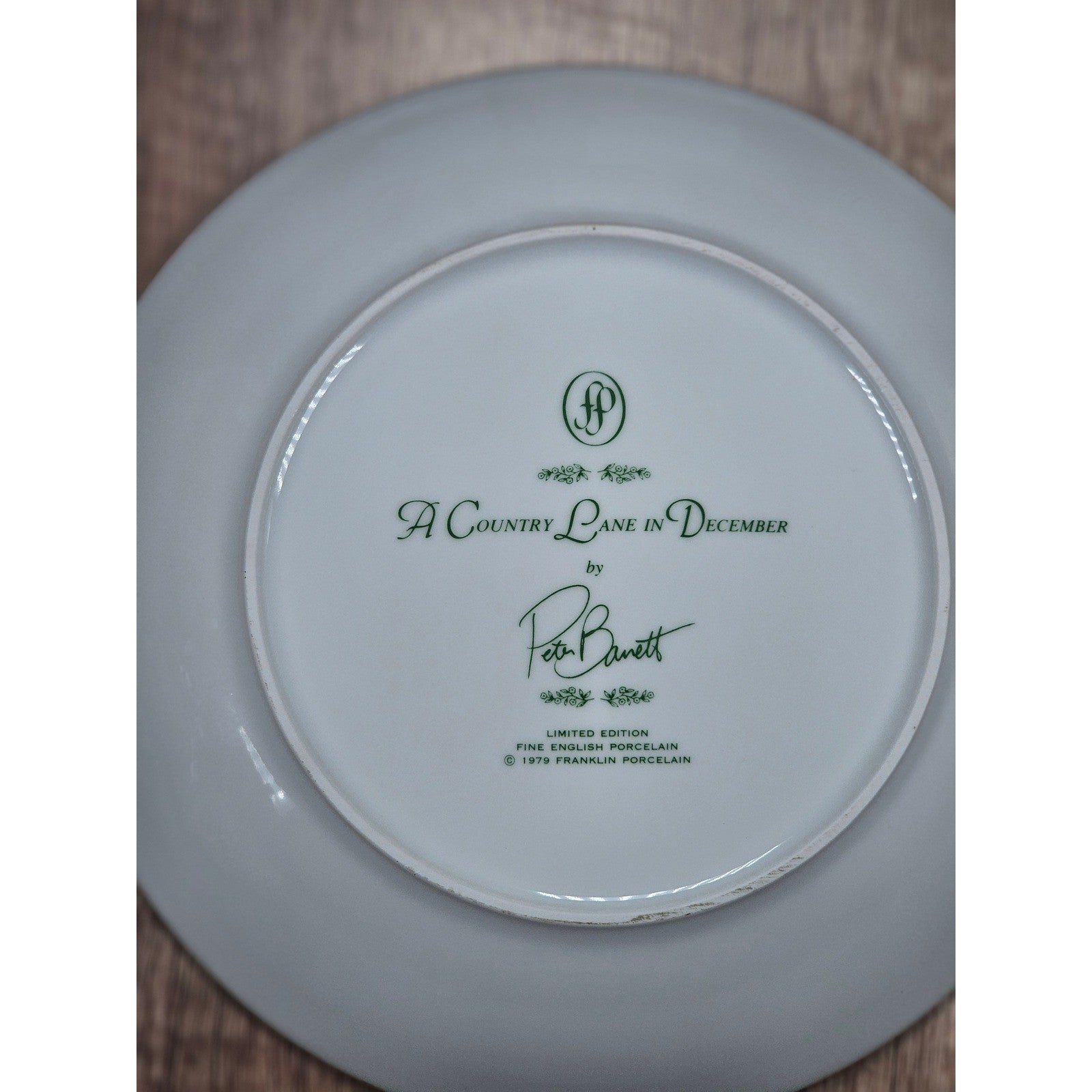 Franklin Porcelain Winter Bird Plate A Country Lane in December 1979