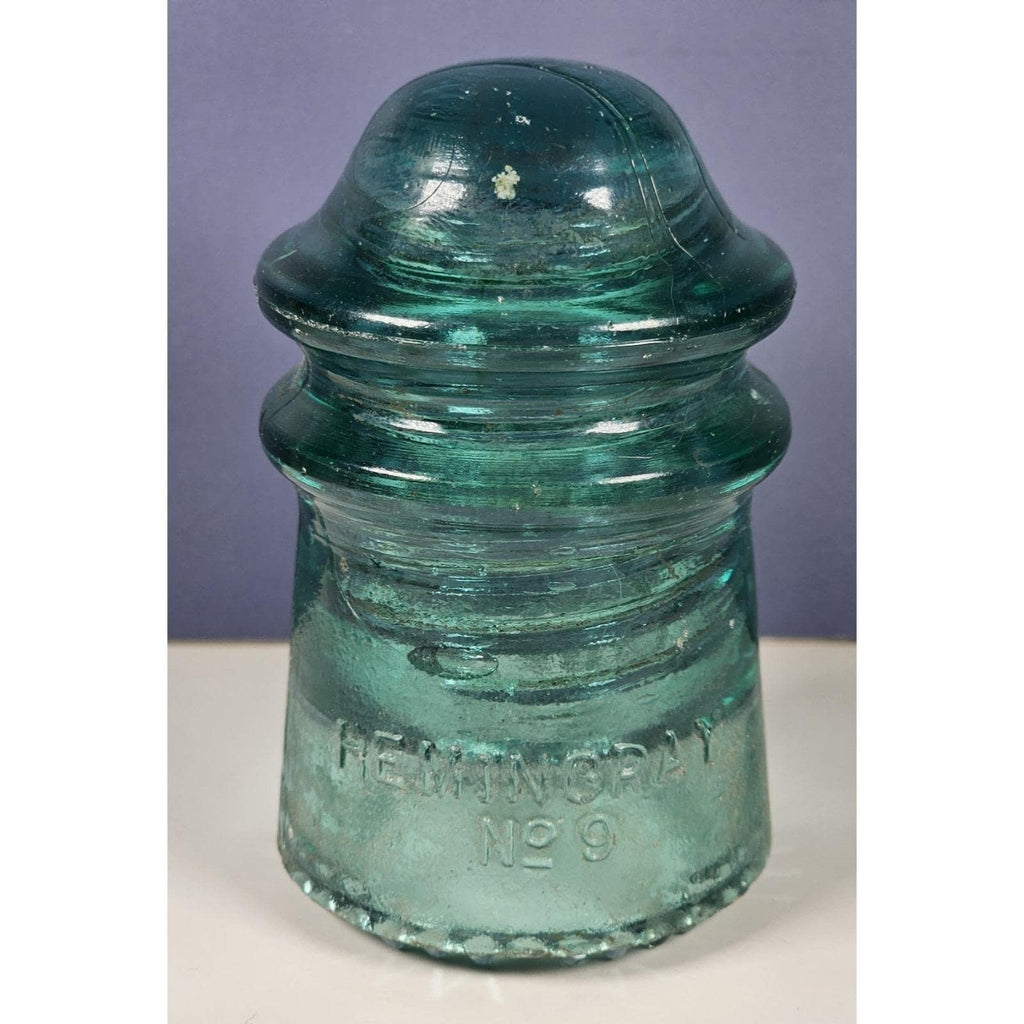 Vintage Hemingray No 9 Blue Glass Insulator May 2 1893