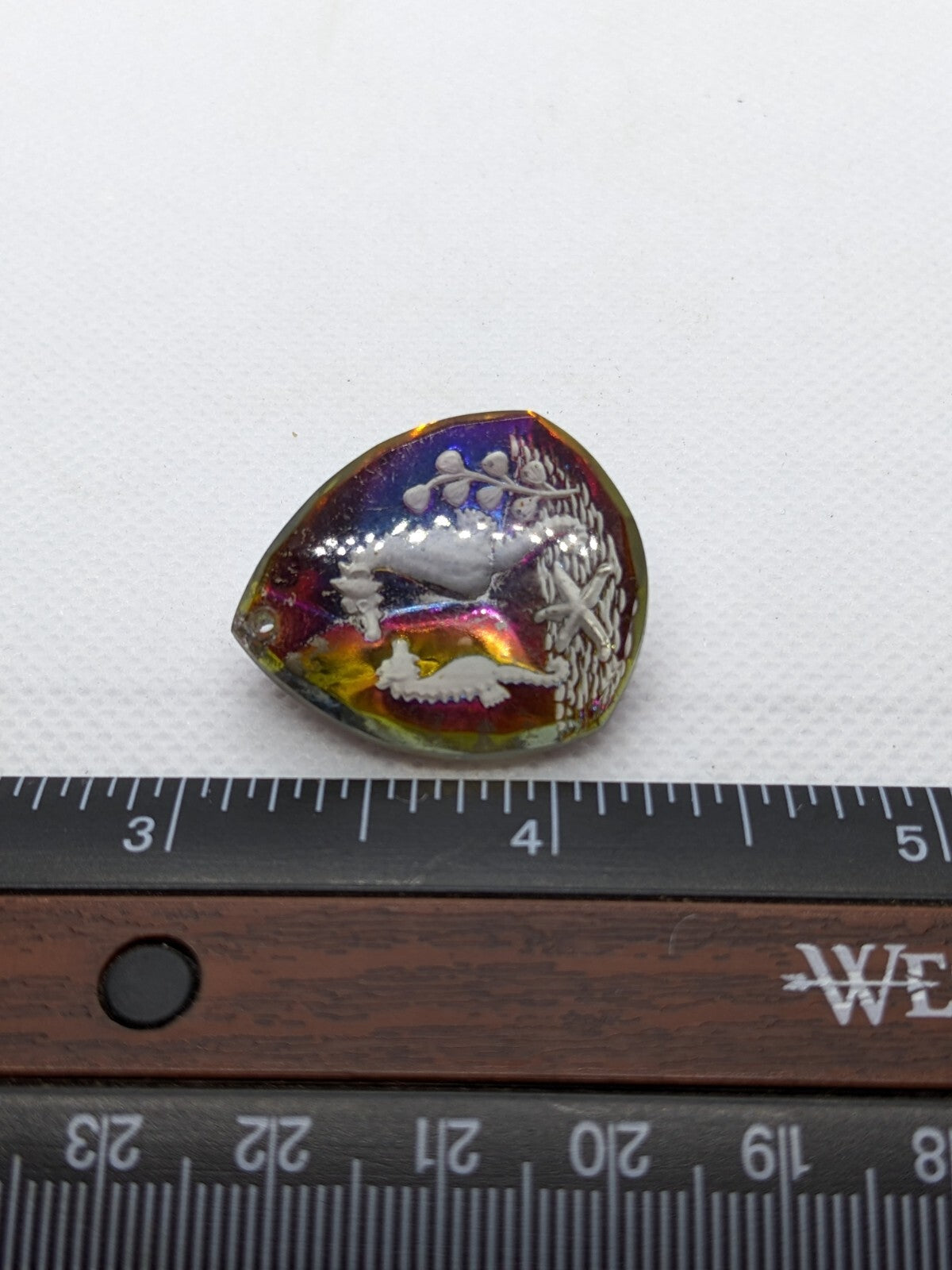 Acrylic Prismatic Pendant of Two Seahorses and a Starfish