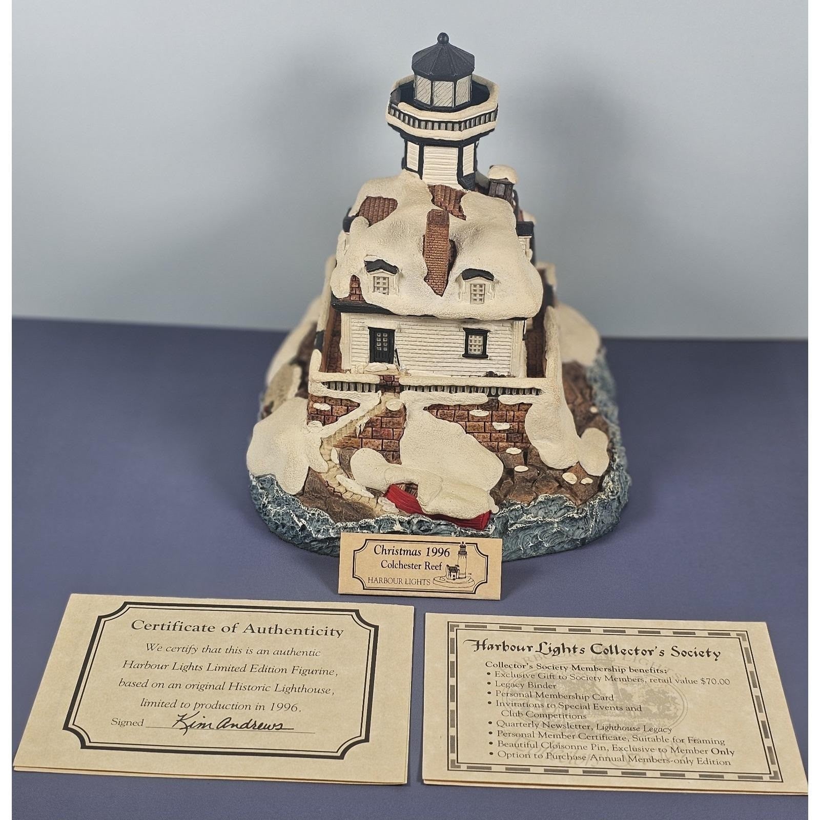 Harbour Lights Colchester Reef Lighthouse 1996 COA Winter
