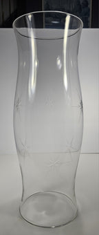 15″ Clear Glass Hurricane Vase – Starburst Etch Design, Tall Centerpiece