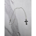 Vintage Silver Tone Filigree Crucifix Necklace Christian Cross