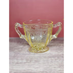 Vintage Anchor Hocking Cameo Ballerina Yellow Glass Creamer & Sugar Set