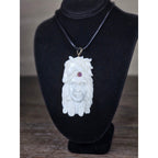 Vintage Buffalo Bone Carved Pendant Necklace Native Style 2.5 Inch