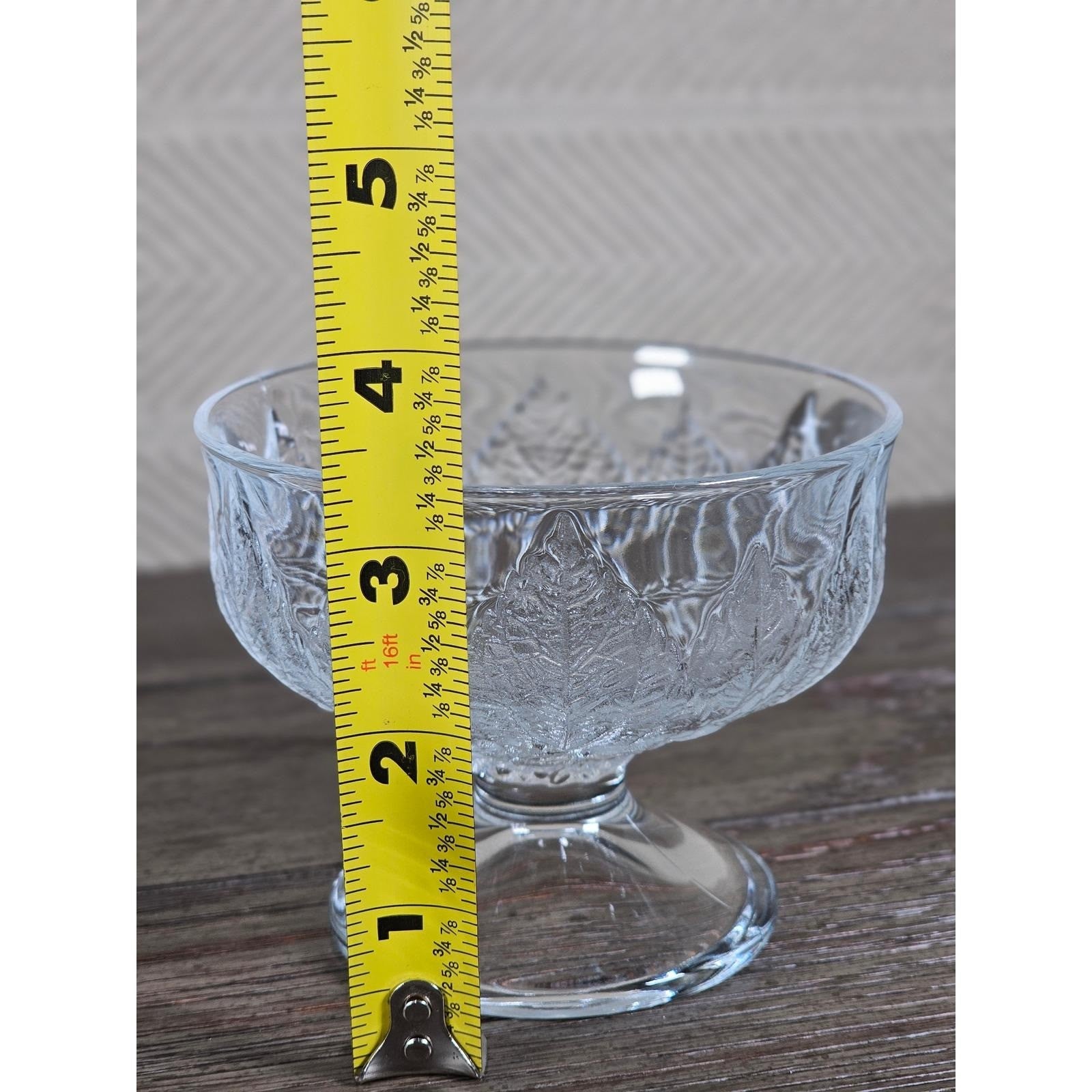 Vintage Pressed Glass Dessert Cups Set of 2 Leaf and Flower Footed Bowls