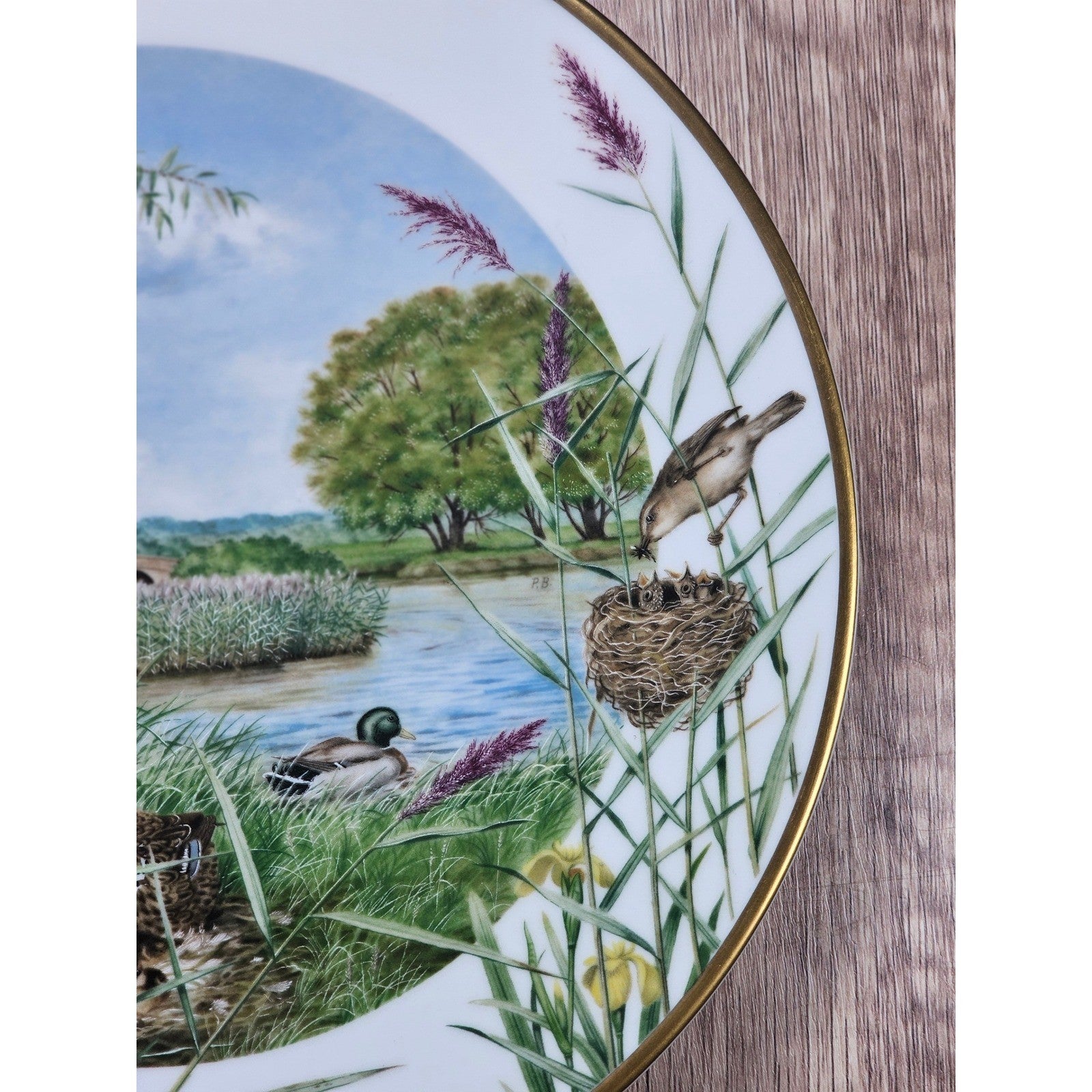 Vintage Franklin Porcelain July Beside the River Plate by Peter Barrett 9 Inch