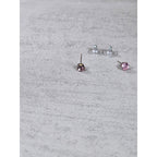 Vintage Pink Rhinestone Stud Earrings Round Faceted Post Earrings
