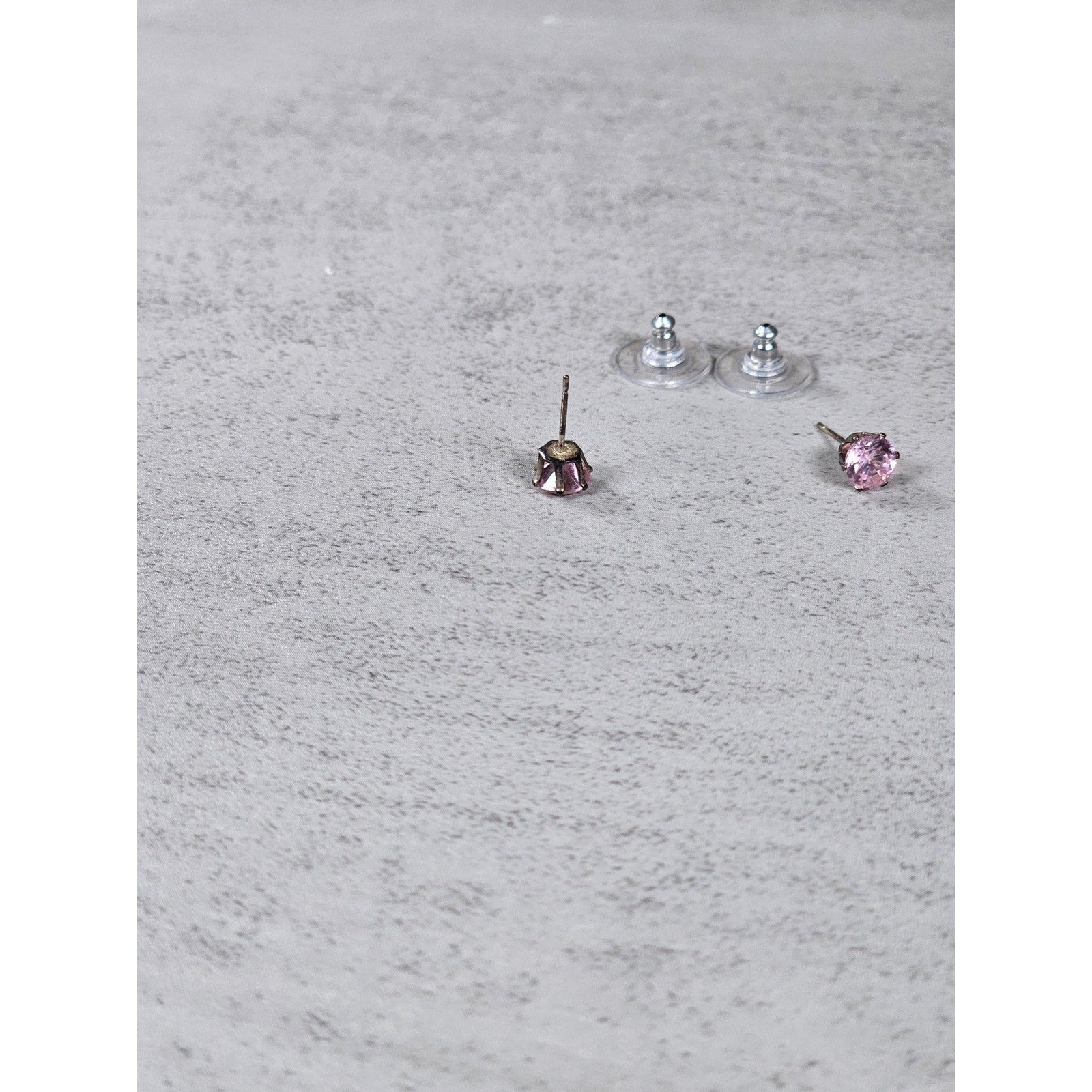 Vintage Pink Rhinestone Stud Earrings Round Faceted Post Earrings