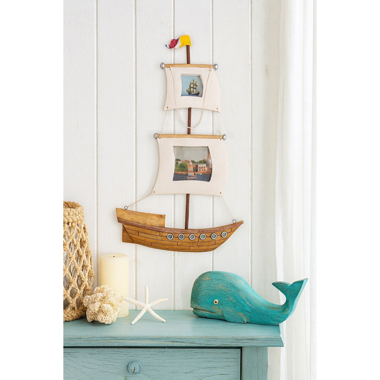 Nautical Ship Photo Frame Wall Decor Vintage Sailing Ship Art Display